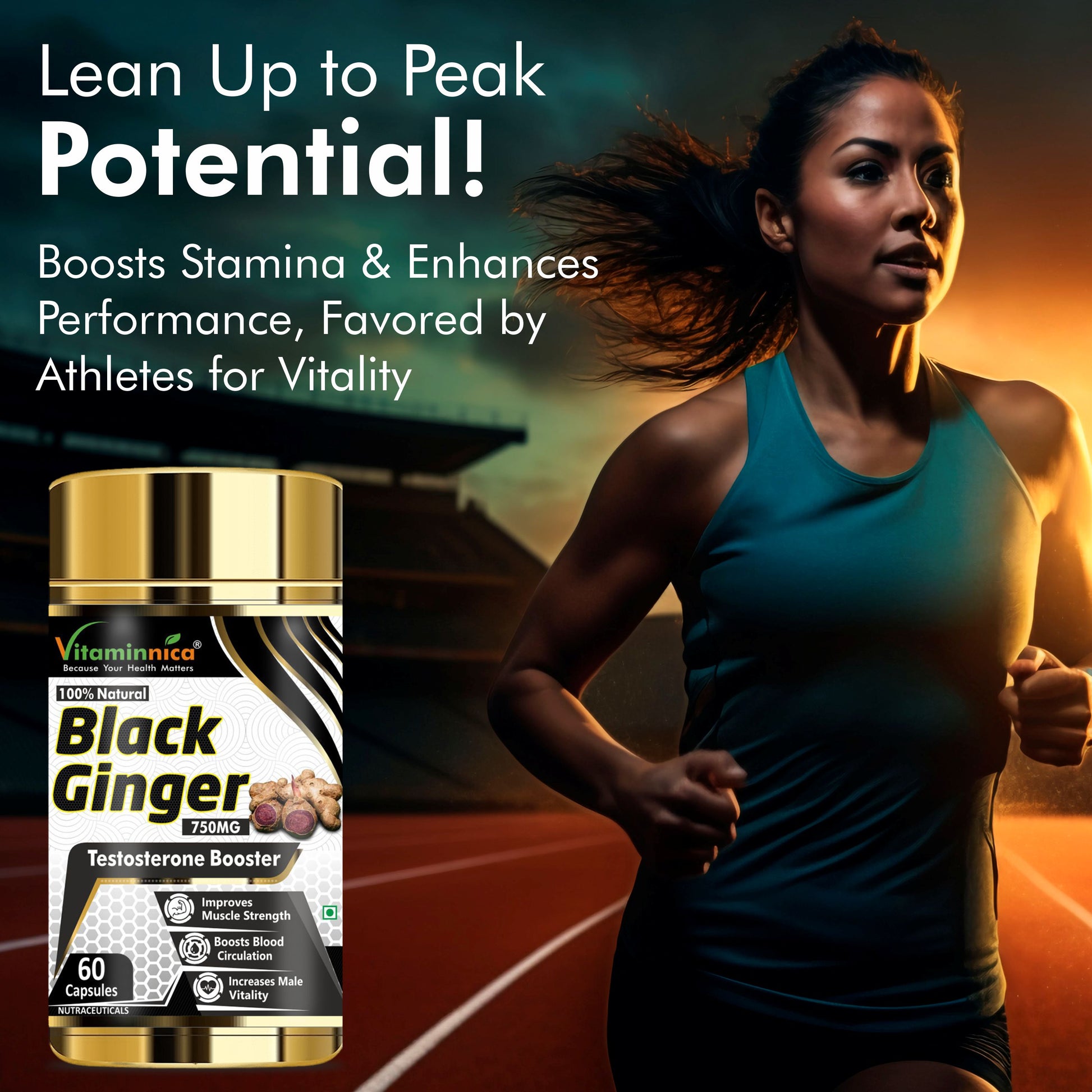 Vitaminnica Black Ginger- 60 Capsules for Men & Women | Energy Boost, Anti-Inflammatory Properties - Vitaminnica Healthcare