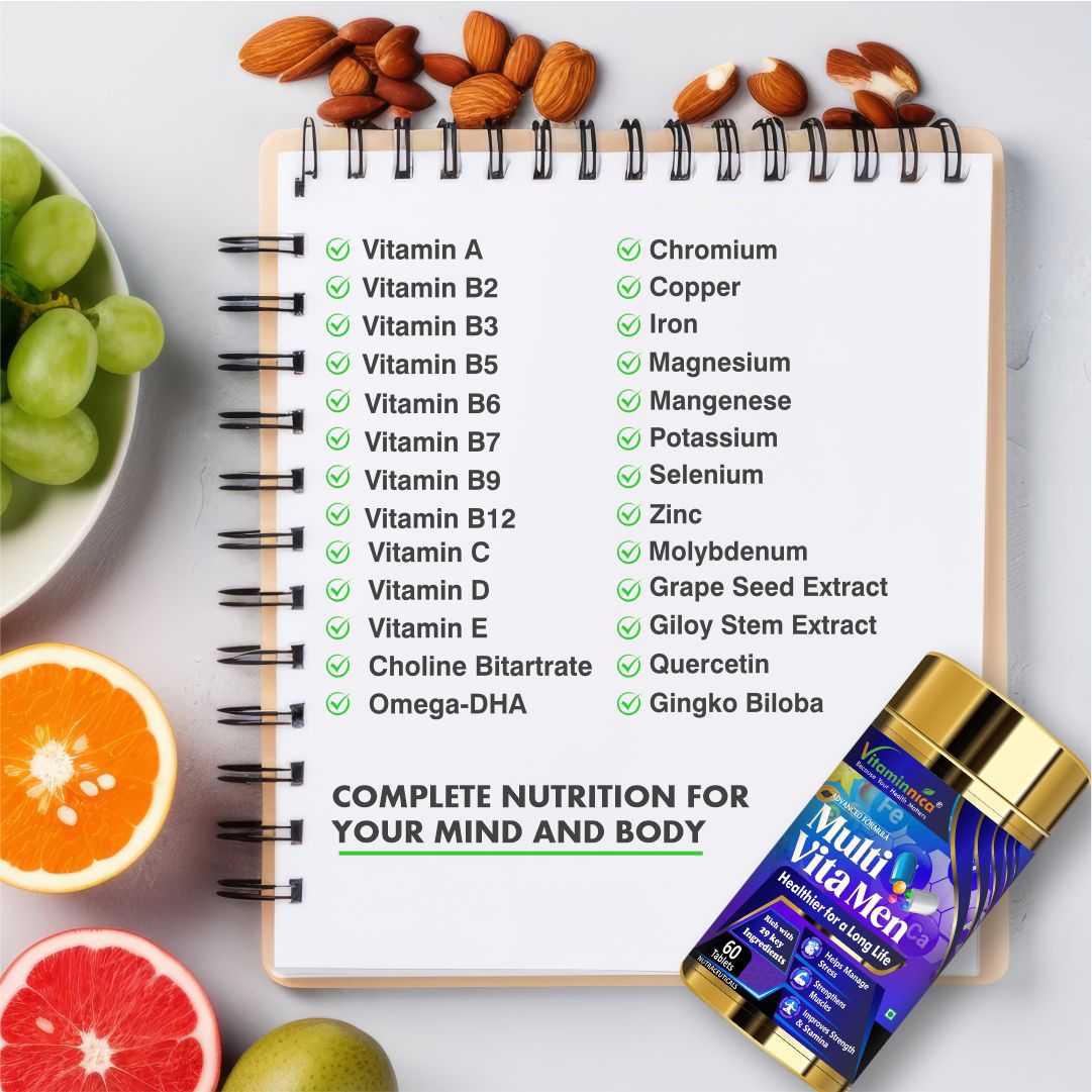 Vitaminnica Multi Vita Men (Multivitamins) - Boosts Strength, Stamina and Manages Stress - 60 Tablets - Vitaminnica Healthcare