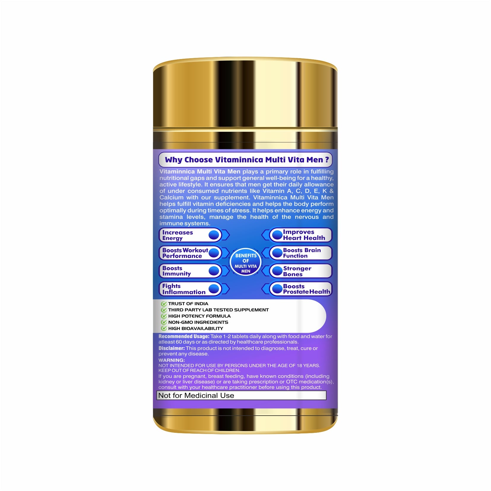 Vitaminnica Multi Vita Men (Multivitamins)- 60 Tablets - vitaminnicahealthcare