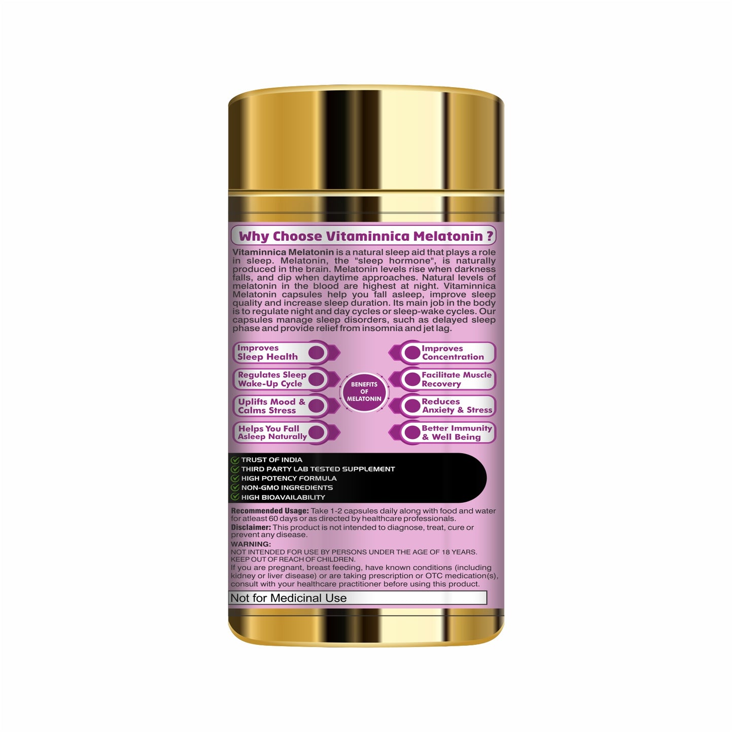 Vitaminnica Vita Nap Sleep Support-60 Capsules - vitaminnicahealthcare