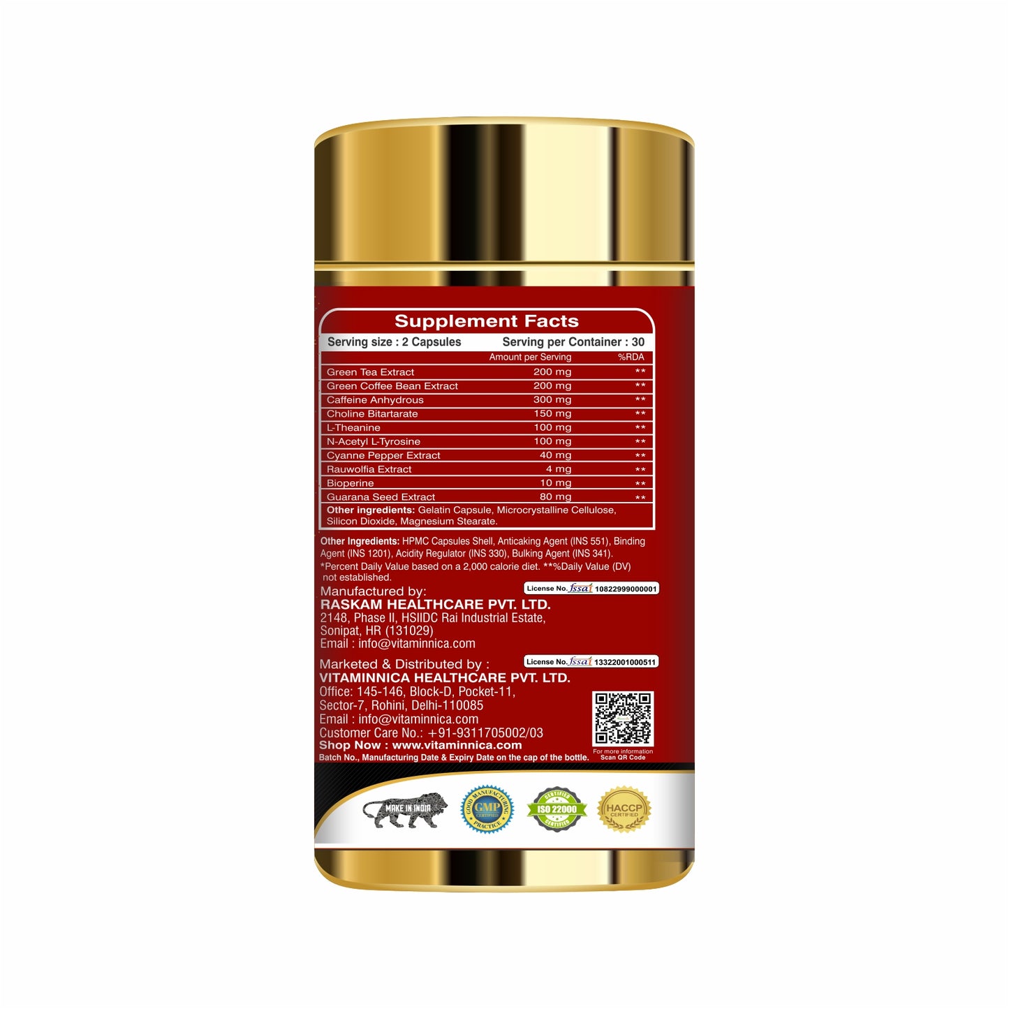 Vitaminnica VITA SHRED Extreme Fat Burner- 60 Capsules - vitaminnicahealthcare