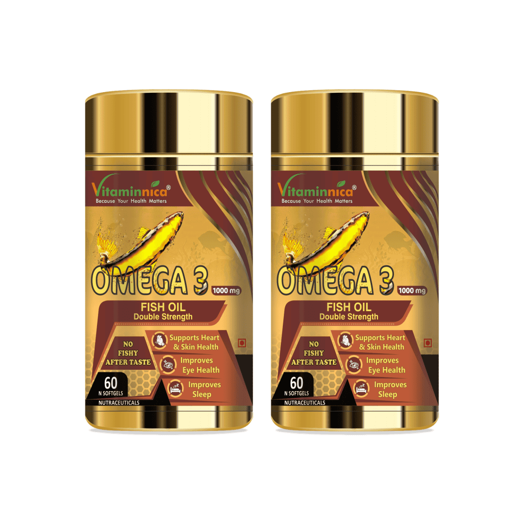 Vitaminnica Omega 3 - Better Heart. Skin, Eye Health & Improves Sleep Cycle- 60 Softgels - vitaminnicahealthcare