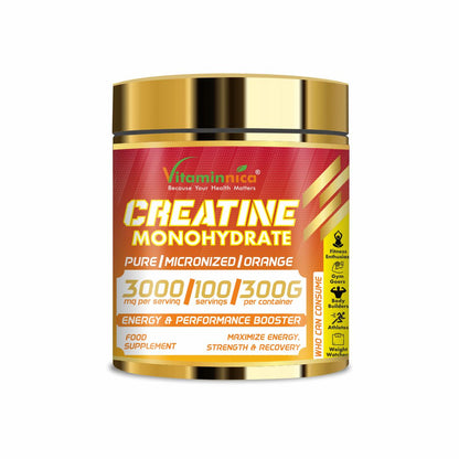 Vitaminnica 100% Pure Creatine Monohydrate Powder for Performance and Muscle Power | 100 Servings- 300g - Vitaminnica Healthcare