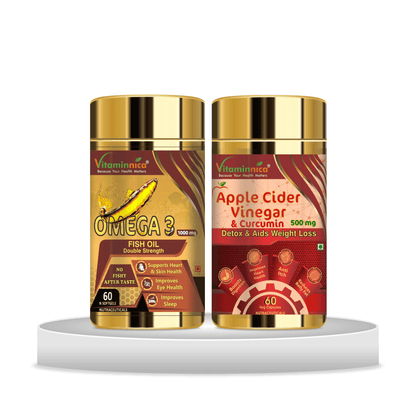 Omega 3 + Apple Cider Vinegar Combo: Digestive Health and Weight Management - 120 Capsules - vitaminnicahealthcare