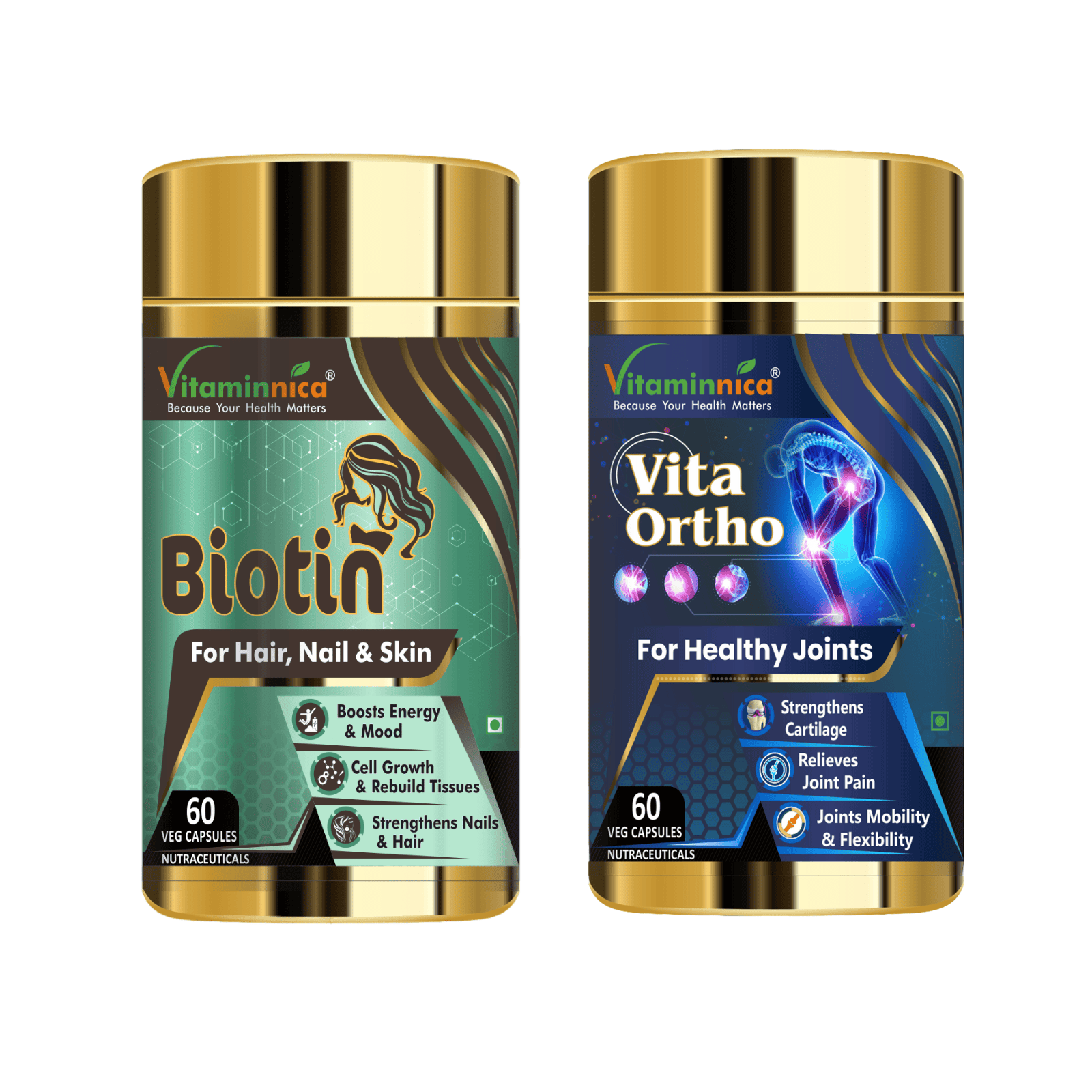 Biotin + Vita Ortho Combo: Joint and Bone Support - 120 Capsules - vitaminnicahealthcare
