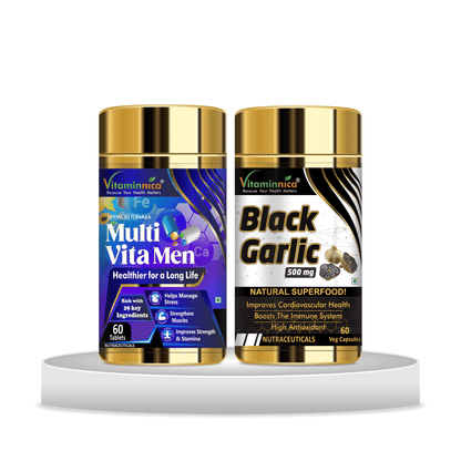 Multivita Men + Black Garlic Combo: Heart Health and Immune Support - 120 Capsules - vitaminnicahealthcare