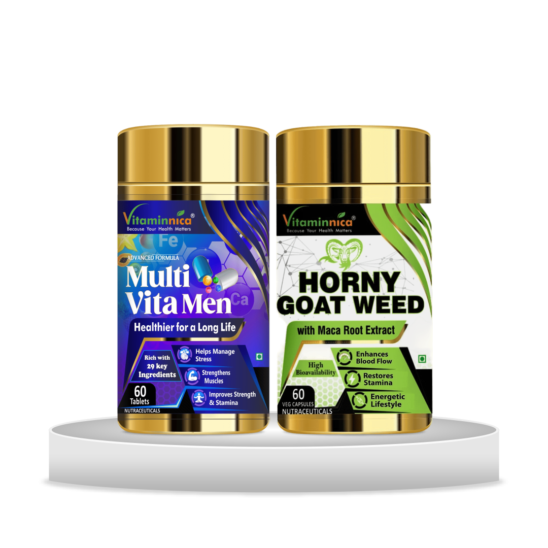 Multivita Men + Horny Goat Weed Combo: Male Performance and Libido Support - 120 Capsules - vitaminnicahealthcare