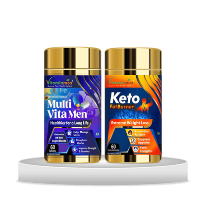 Multivita Men + Keto Fat Burner Combo: Weight Management and Energy - 120 Capsules - vitaminnicahealthcare