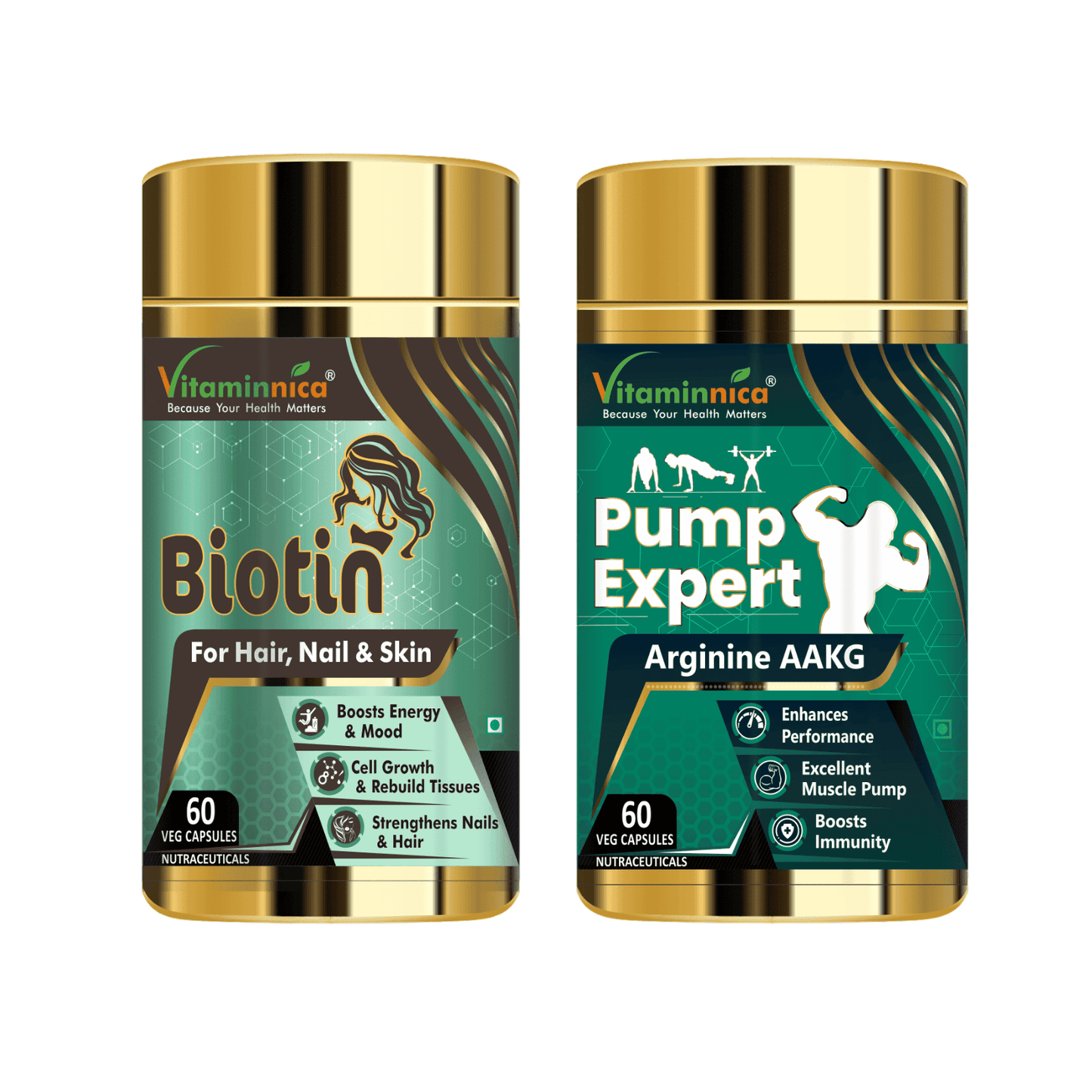 Biotin + Pump Expert Combo: Workout Performance and Muscle Pump - 120 Capsules - vitaminnicahealthcare