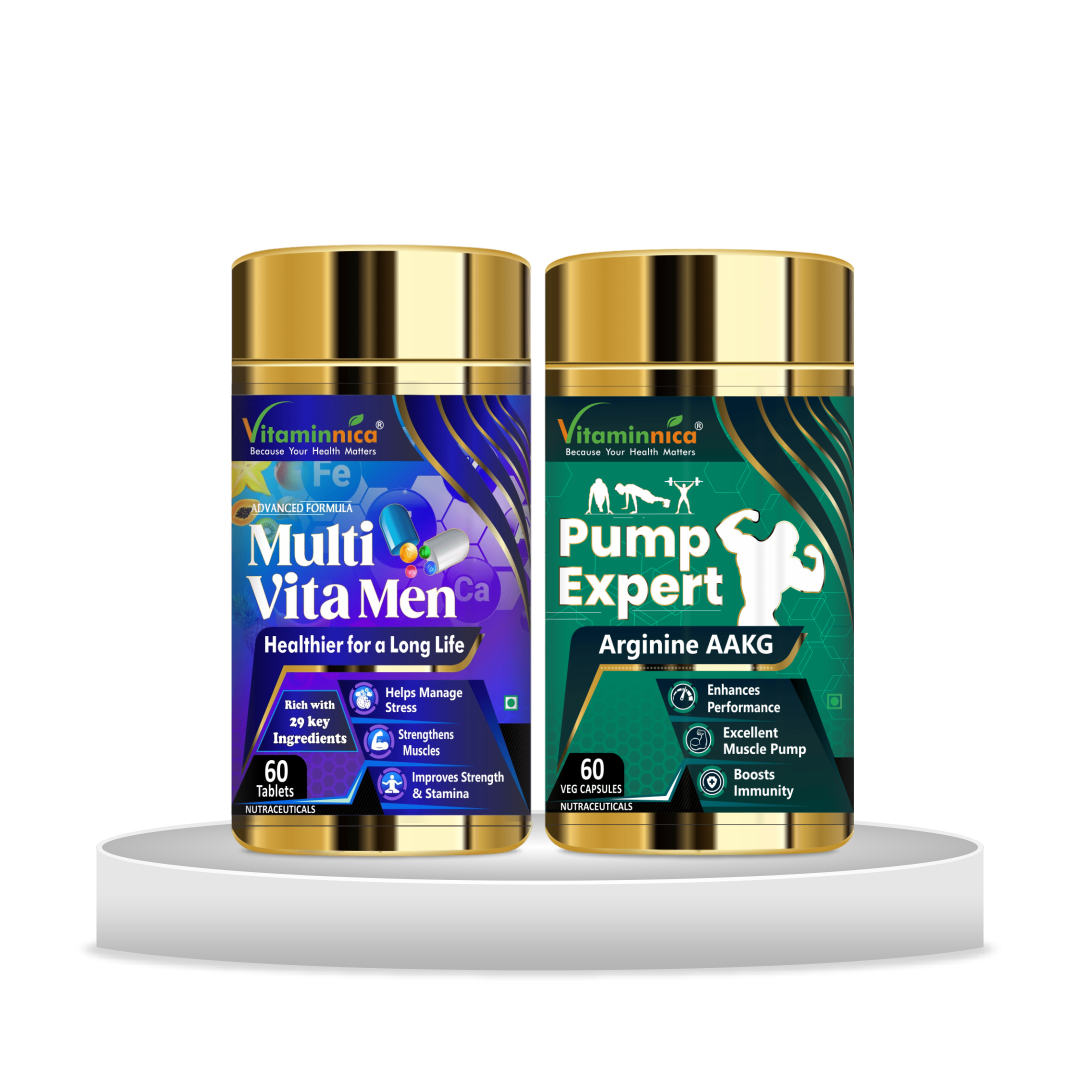 Multivita Men + Pump Expert Combo: Athletic Performance and Nitric Oxide Boost - 120 Capsules - vitaminnicahealthcare
