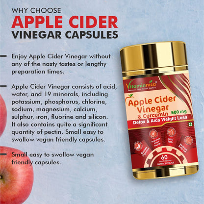 Vitaminnica Apple Cider Vinegar- Healthy Gut, Bloating and Improves Digestion - 60 Capsules - Vitaminnica Healthcare
