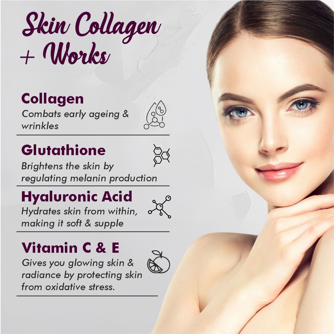 Vitaminnica Vita Beauty Collagen Powder (Type I & III) with Hyaluronic Acid, Glutathione, Vitamin C, Biotin & Vitamin E | For Glowing Skin & Anti-Aging - 30 servings