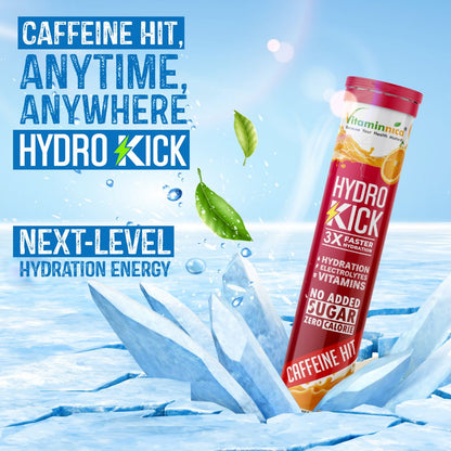 Vitaminnica Hydro Kick- 20 Effervescent Tablets | Hydration + Energy Boost | Electrolytes, Coconut Water, Caffeine & Green Tea | Vitamins & Minerals | Rehydration & Refreshing Energy Drink - Vitaminnica Healthcare