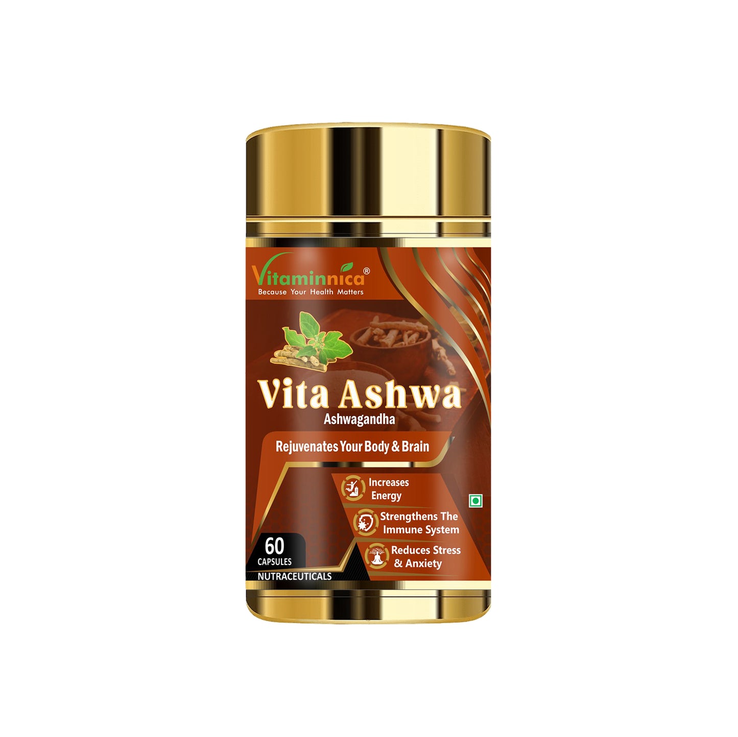 Vitaminnica Vita Ashwa- Ashwagandha 500mg- Rejuvenates your Body- 60 Capsules