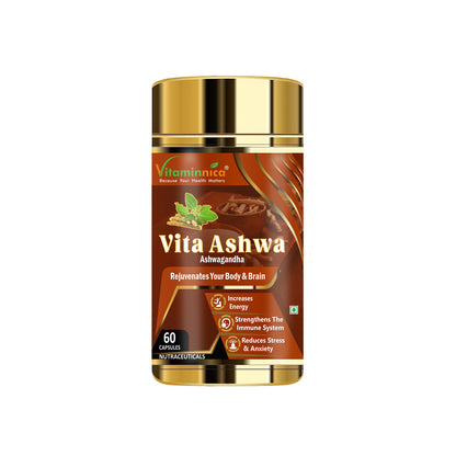 Vitaminnica Vita Ashwa- Ashwagandha 500mg- Rejuvenates your Body- 60 Capsules - Vitaminnica Healthcare