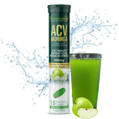 Vitaminnica ACV Moringa Effervescent- 15 Tablets | Supports Digestion, Detox & Weight Management - Vitaminnica Healthcare
