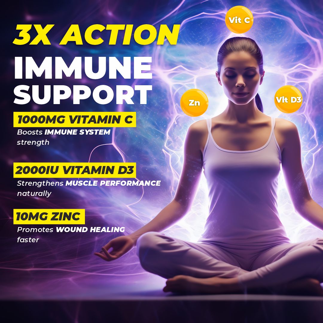 Vitaminnica Vitamin C + Zinc + D3- 20 Effervescent Tablets – High-Strength Vitamin C Drink for Immunity, Hydration, and Recovery | Sugar-Free, Orange Flavour - Vitaminnica Healthcare