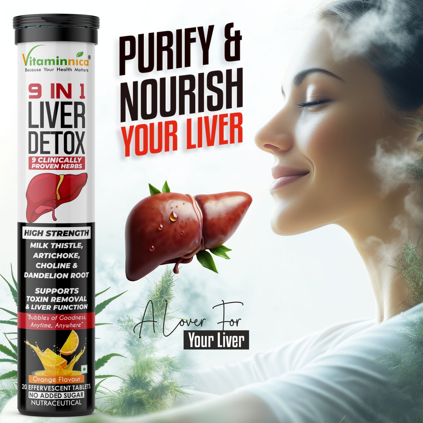 Vitaminnica 9-in-1 Liver Detox Effervescent Tablets – Advanced Liver Cleanse- 20 Effervescent Tablets - Vitaminnica Healthcare