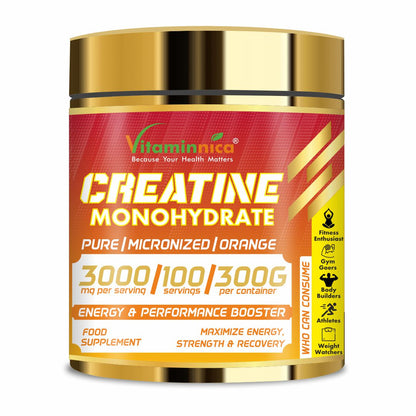 Vitaminnica 100% Pure Creatine Monohydrate Powder for Performance and Muscle Power | 100 Servings- 300g - Vitaminnica Healthcare