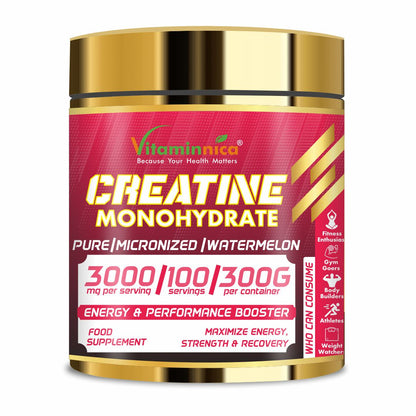 Vitaminnica 100% Pure Creatine Monohydrate Powder for Performance and Muscle Power | 100 Servings- 300g - Vitaminnica Healthcare