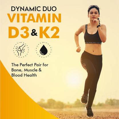 Vitaminnica Vitamin D3+K2 - Improves Dental, Bone Health & Immunity - 60 Capsules - Vitaminnica Healthcare