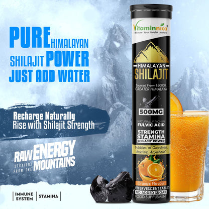 Vitaminnica Shilajit- 20 Effervescent Tablets – Natural Energy, Strength & Stamina Booster for Men & Women | Himalayan Shilajit Extract with Fulvic Acid for Vitality & Performance - Vitaminnica Healthcare