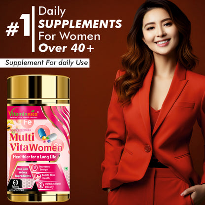 Multi Vita (Multivitamins) - Women and Bone Improves Energy level, Better Skin Density- 60 Tablets - Vitaminnica Healthcare