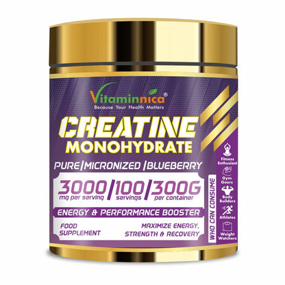 Vitaminnica 100% Pure Creatine Monohydrate Powder for Performance and Muscle Power | 100 Servings- 300g - Vitaminnica Healthcare