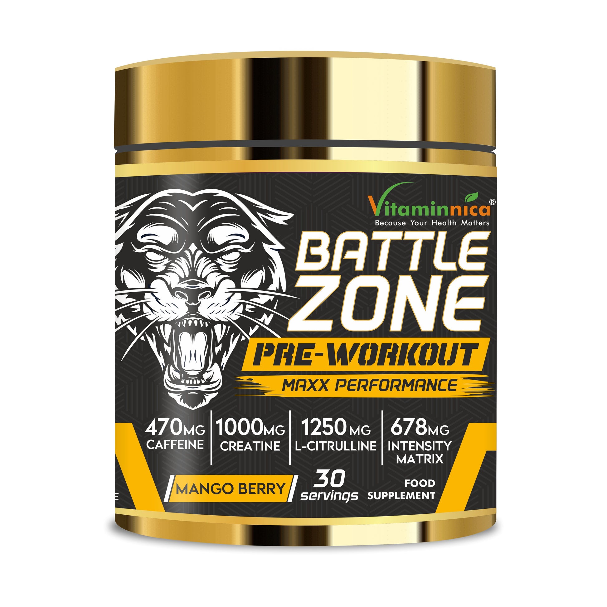 Vitaminnica Battle Zone Pre Workout- 240gms 30 Servings - Vitaminnica Healthcare
