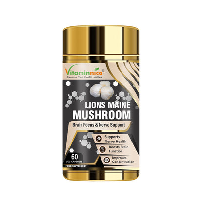 Vitaminnica Lion's Mane Mushroom- 60 Capsules - Vitaminnica Healthcare