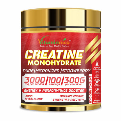 Vitaminnica 100% Pure Creatine Monohydrate Powder for Performance and Muscle Power | 100 Servings- 300g - Vitaminnica Healthcare
