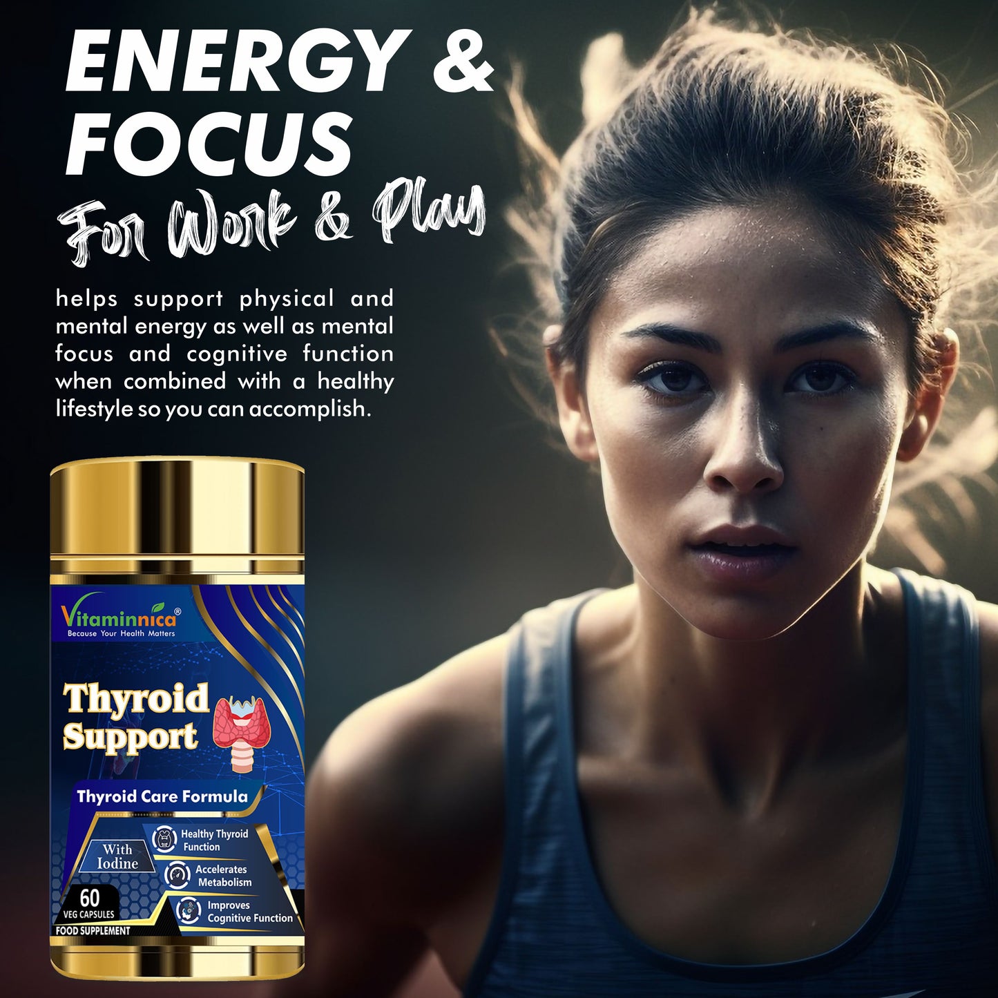 Thyroid Support - Healthy thyroid function, improves metabolism and memory- 60 Capsules