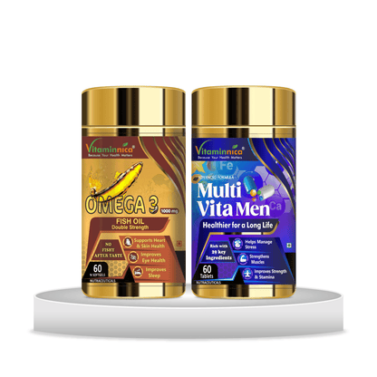 Omega 3 + Multivita Men Combo: Complete Men's Health Support - 120 Capsules - vitaminnicahealthcare