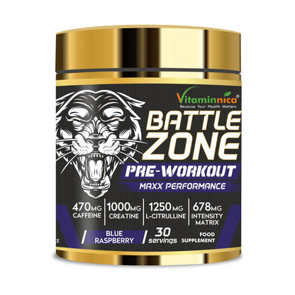 Vitaminnica Battle Zone Pre Workout- 240gms 30 Servings - Vitaminnica Healthcare