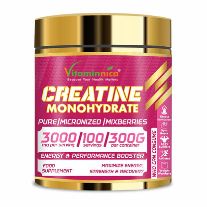 Vitaminnica 100% Pure Creatine Monohydrate Powder for Performance and Muscle Power | 100 Servings- 300g - Vitaminnica Healthcare