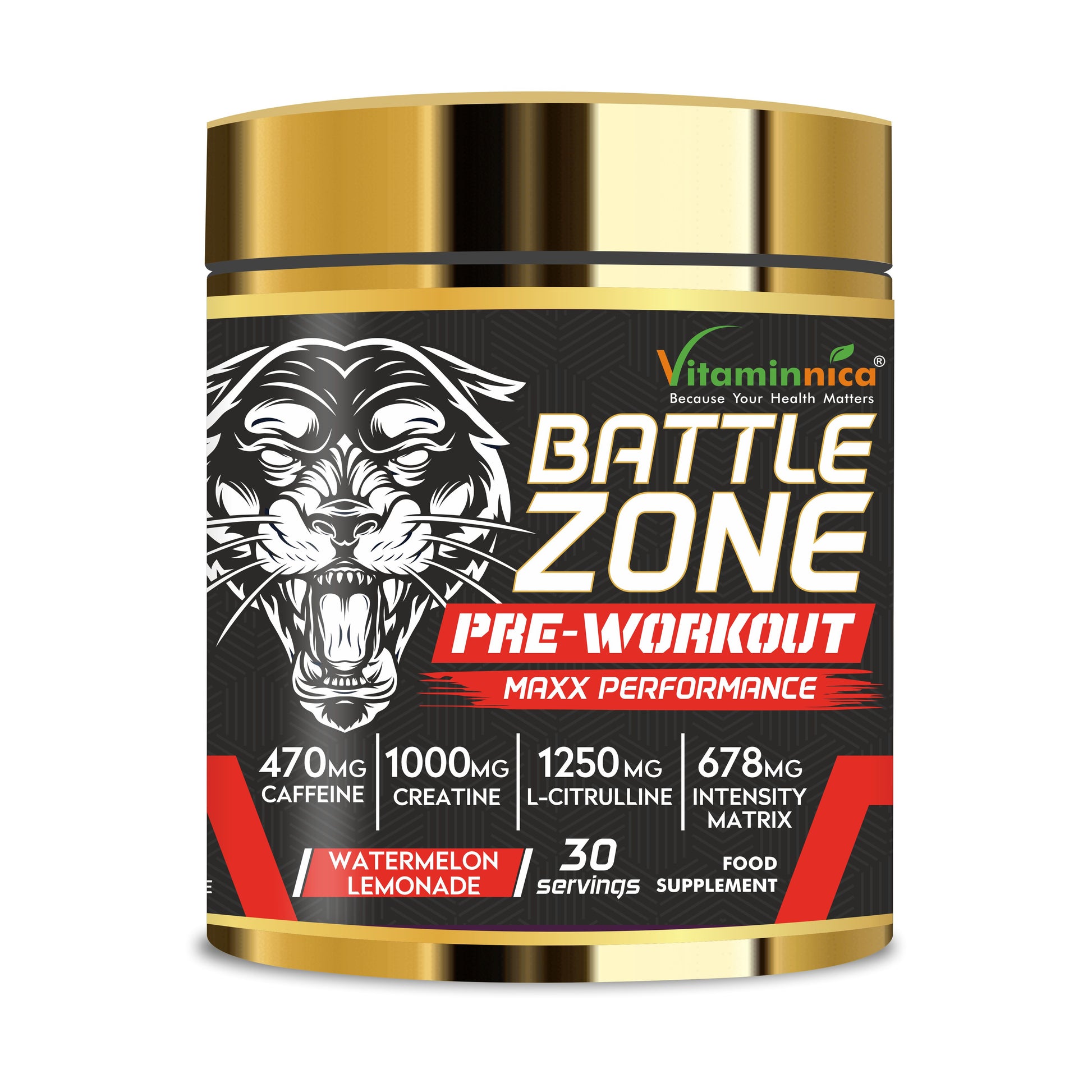 Vitaminnica Battle Zone Pre Workout- 240gms 30 Servings - Vitaminnica Healthcare
