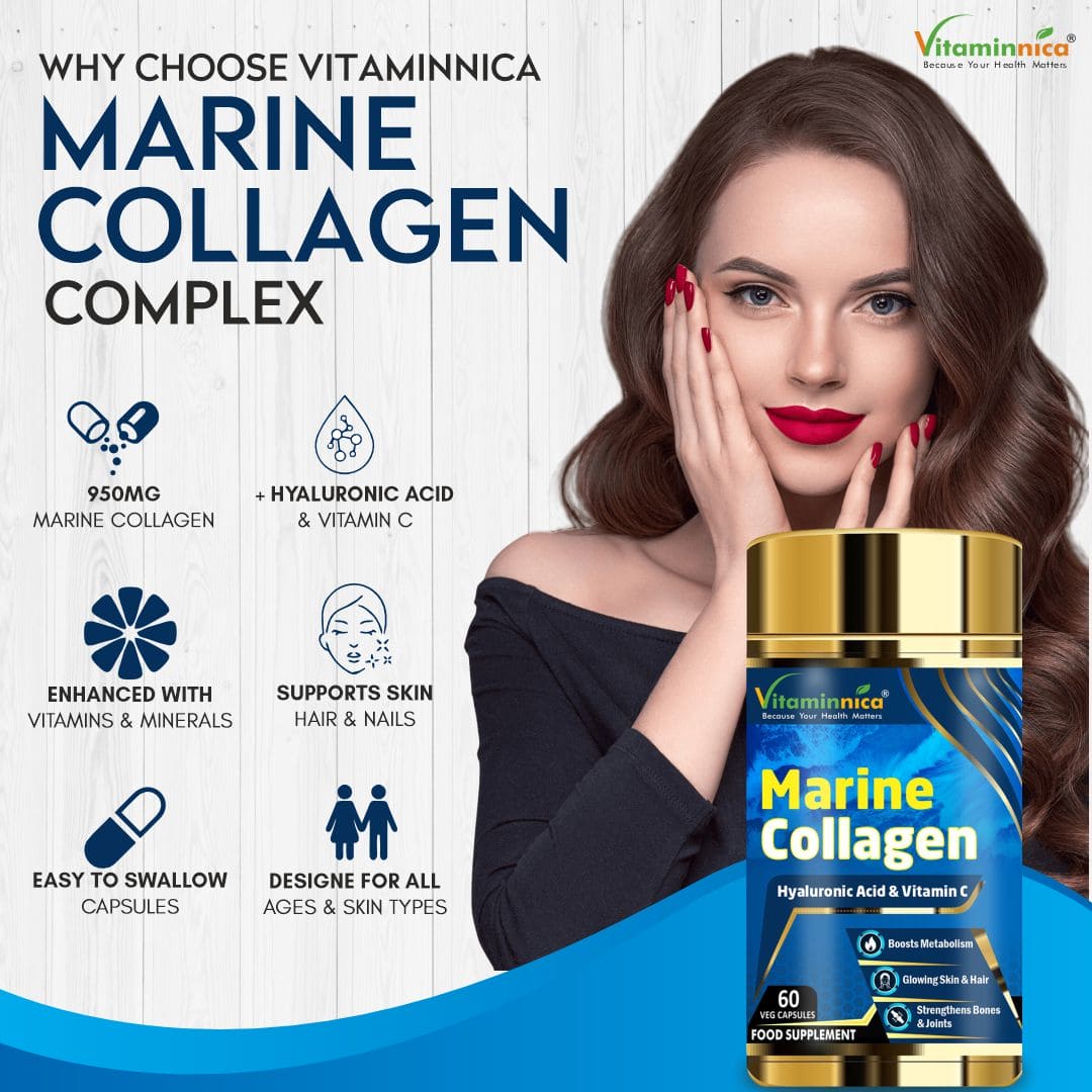 Vitaminnica Marine Based Collagen-  Skin, Hair, Nails, Bones & Joints | 60 Capsules - Vitaminnica Healthcare