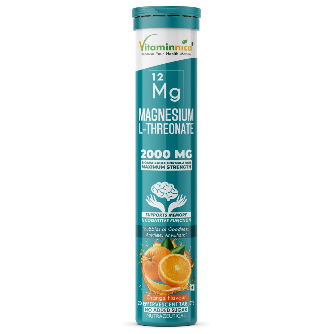 Vitaminnica Magnesium L-Threonate- 20 Effervescent Tablets – Brain Health, Memory & Focus Support Supplement