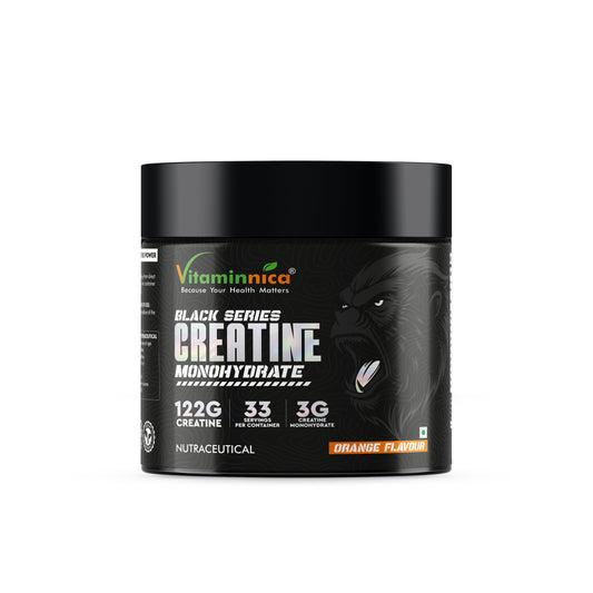 Vitaminnica Creatine Monohydrate 122g Powder – Orange Flavour | Muscle Growth, Strength & Endurance Supplement