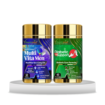 Multivita Men + Diabetic Support Combo: Blood Sugar Balance and Energy Support - 120 Capsules - vitaminnicahealthcare