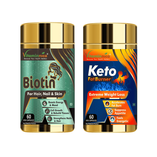 Biotin + Keto Fat Burner Combo: Weight Management and Energy Boost - 120 Capsules - vitaminnicahealthcare
