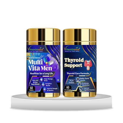 Multivita Men + Thyroid Support Combo: Thyroid Health and Metabolism Support - 120 Capsules - vitaminnicahealthcare