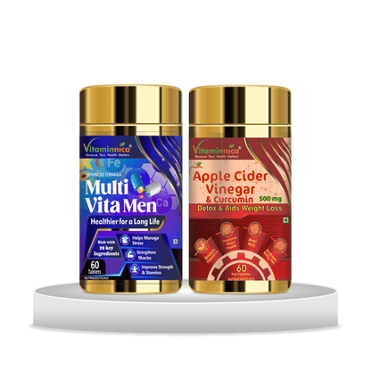 Multivita Men + Apple Cider Vinegar Combo: Digestive Health and Detoxification for Men - 120 Capsules - vitaminnicahealthcare