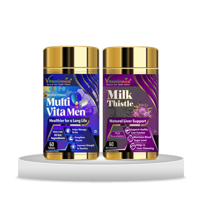 Multivita Men + Milk Thistle Combo: Liver Support and Detoxification for Men - 120 Capsules - vitaminnicahealthcare