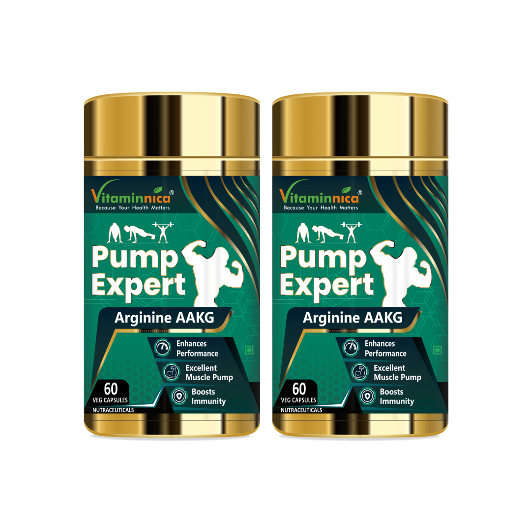 Pump Expert Combo 120 capsules - Buy 1 Get 1 Free | Arginine AAKG | POWER & PUMP - Vitaminnica Healthcare