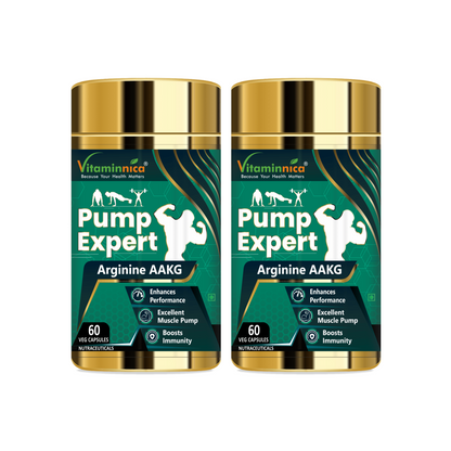 Pump Expert Combo 120 capsules - Buy 1 Get 1 Free | Arginine AAKG | POWER & PUMP - Vitaminnica Healthcare