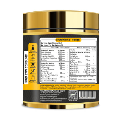 Vitaminnica Battle Zone Pre Workout- 240gms 30 Servings - Vitaminnica Healthcare