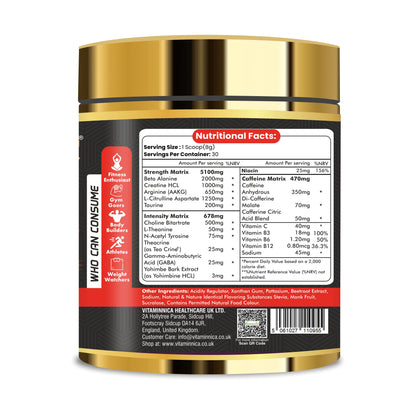 Vitaminnica Battle Zone Pre Workout- 240gms 30 Servings - Vitaminnica Healthcare
