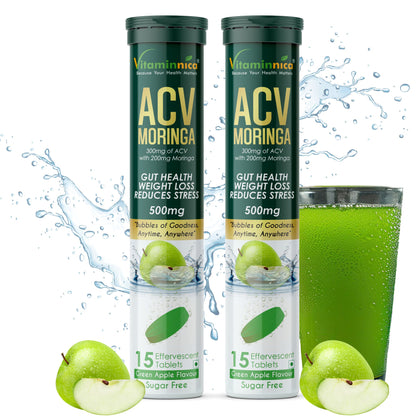 Vitaminnica ACV Moringa Effervescent- 15 Tablets | Supports Digestion, Detox & Weight Management - Vitaminnica Healthcare