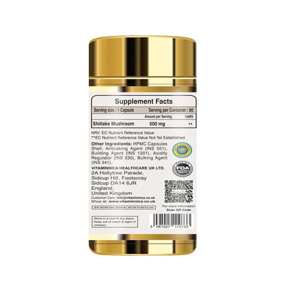 Vitaminnica Shiitake Mushroom- 60 Capsules - Vitaminnica Healthcare
